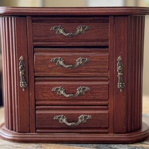 Wooden Jewelry Box with Brass Accents